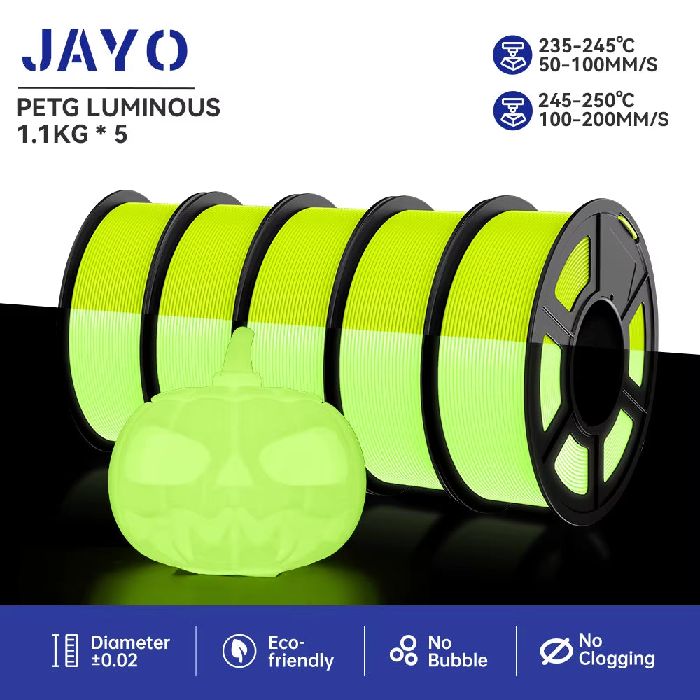 PETG /PLA Night Light 3D Filament 1.75Mm 5Rolls/5.5Kg 100% No Bubble FDM 3D Printer Accessories DIY Gift from EU US UK AU